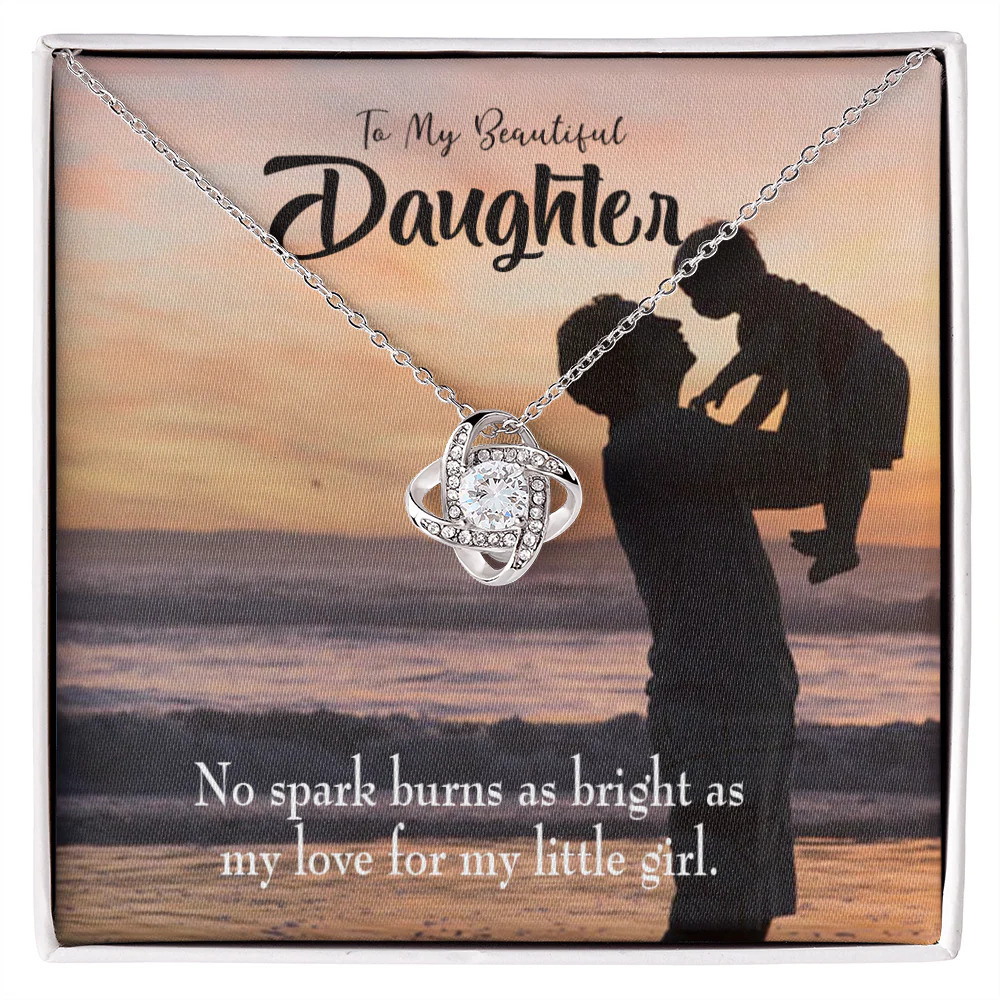 Daughter Dad's Bright Love Infinity Knot CZ Necklace Silver Tone Standard Box
